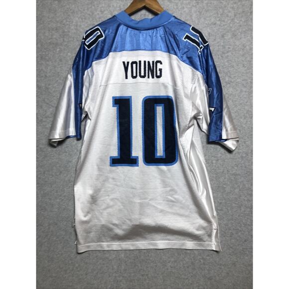 TENNESSEE TITANS #10 Vince Young Football Jersey Reebok Away White NFL Football - Picture 9 of 11